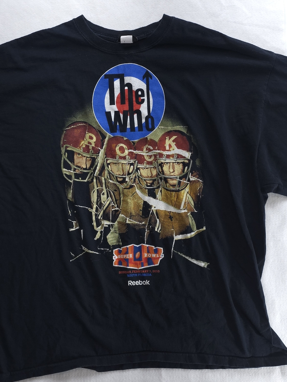 The Who Super Bowl XLIV 2010 Reebok Shirt Mens 2XL Halftime Show Tee